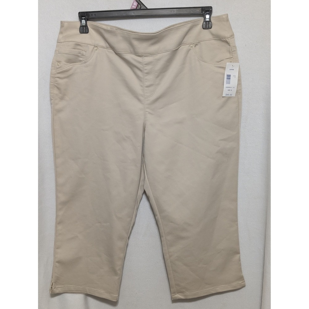 Great Northwest Indigo Womens Khaki Tan Pull On Capri Pants Size 16 NEW